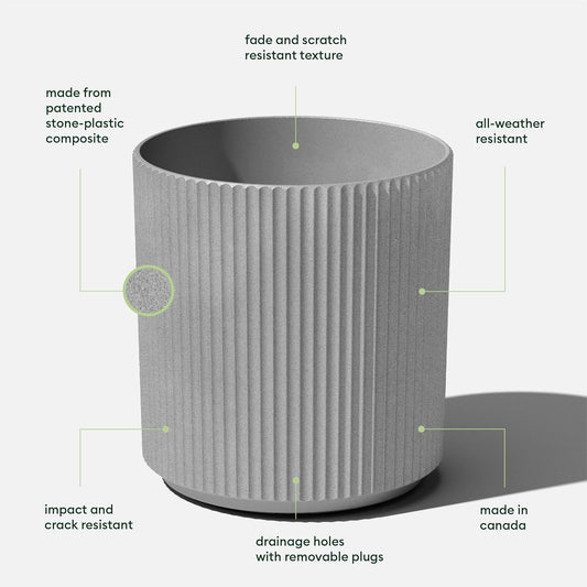 Veradek Round Demi Planter Pots for Indoor/Outdoor Garden Use | Made from Plastic - Concrete Mix with Drainage Holes | Perfect for Small to Large Succulent Plants, Flowers, Modern Interior Plants