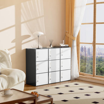 3 Door Metal Vertical Storage Locker for School, Office, Home,Gym,Stackable Steel Storage Cabinet with Lock,Anti-Falling Device. (3 Door, Grey)