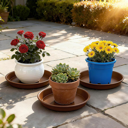 Plant Saucer 12 inch, Heavy Large Planter Durable Thicker Plastic Plant Trays for Indoors and Outdoor, Plant Saucer Drip Trays,Brown (12" - 3 Pack)
