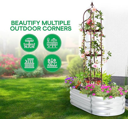 Idzo Trellis for Climbing Plants Outdoor, Garden Trellis Steel, Obelisk Design Stone-Look Finish, 2025 Bronze Color, Vertical Support for Climbing Plants, Decorative for Outdoor & Indoor Use