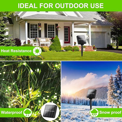 Brightever Outdoor Solar String Lights Waterproof, 2-Pack Total 80FT 200LED Solar Fairy Lights for Outside with 8 Lighting Modes, Solar Twinkle Lights for Yard, Christmas, Party (Warm White)