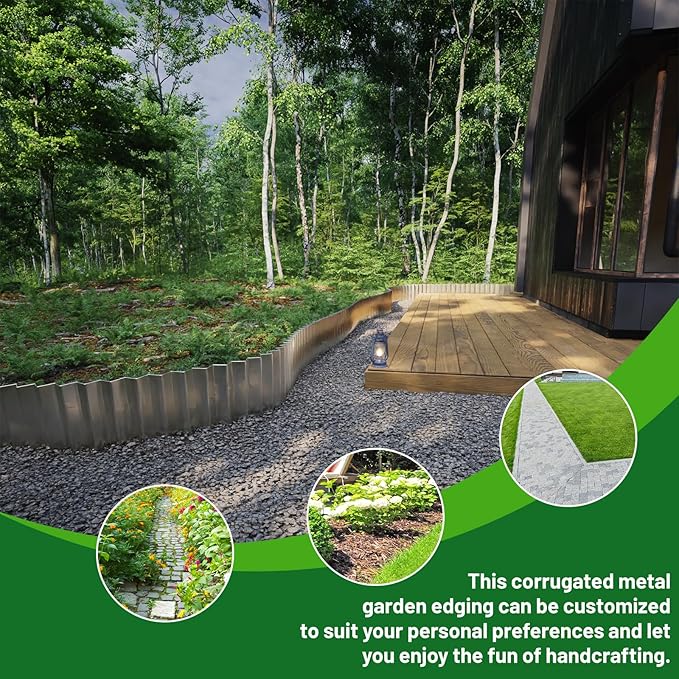 SnugNiture Corrugated Metal Garden Edging,6" x 50' Sturdy Lawn Edging Border,Landscape Edging Border for Lawn, Flower Bed,Garden and Yard