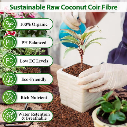 Legigo Pack of 5 Organic Coco Coir Bricks- 100% Natural Compressed Coco Peat Brick Coconut Fiber Substrate with Low EC& pH Balance, Coir Plant Soil Enhance Root Growth for Herbs, Flowers, House Plants