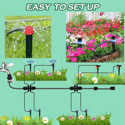 Drip Irrigation System - Irrigation System for Garden w/ 1/4" & 1/2" Fast-Lock Tubing - Adjustable Nozzles & Sprinklers Garden Watering System (230FT Kits)