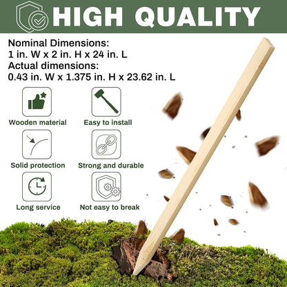 48 Pieces Wooden Garden Stakes 24 Inch Grade and Survey Stakes Wooden Garden and Sign Posts for Plant Support Silt Fence Yard Farm Survey Boundaries Baselines