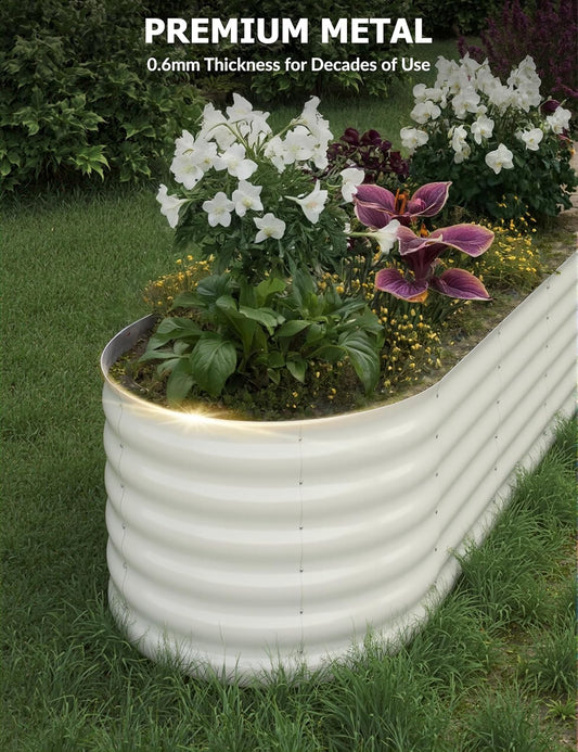 2 Pcs Raised Garden Beds Outdoor 8x2x1.5 ft - Galvanized Steel Planter Box for Vegetables, Flowers, Rust-Resistant Garden Box, Easy Assembly Raised Beds, Durable Planters for Outdoor Plants, Beige