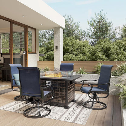 Amopatio Patio Swivel Chairs Set of 4, Outdoor Swivel Rocker Dining Chairs with All Weather Textilene High Back & Metal Frame, for Backyard Deck Lawn Garden, Navy Blue