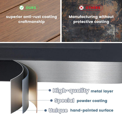 DIFY Patio Round Dining Table, 53" All Weather Round Outdoor Table with 1.57" Umbrella Hole for 8 Person, Perfect for Yard, Balcony and Lawn, Walnut