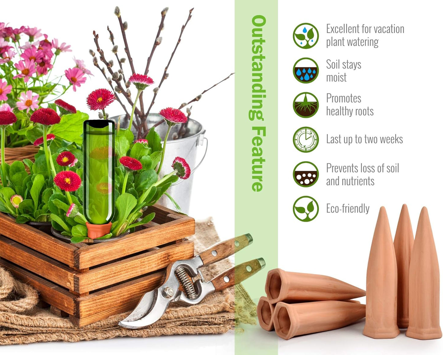 Automatic Plant Waterer Terracotta Self Watering Spikes Drippers Irrigation System for Vacation or Holiday (8Pack)