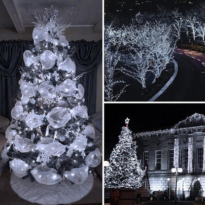 Upgrade 2Pack 500LED Solar String Lights for Outside, 180FT Solar Christmas String Lights Outdoor with 8 Modes, IP65 Waterproof Outdoor Twinkle Light, Garden Xmas Tree Christmas Decoration, Cool White