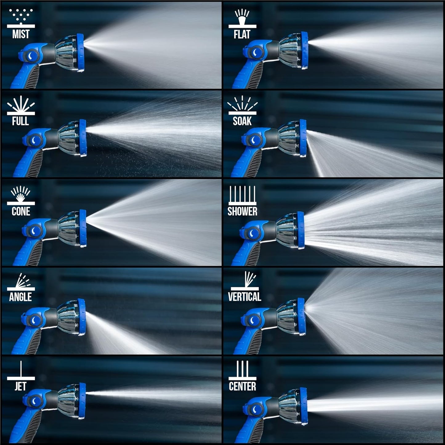 VIKING Hose Nozzle, Garden Hose Nozzle with 10 Spray Patterns, Adjustable Heavy Duty Thumb Control for Washing Car, Watering Plants, Washing Pets, and Home Use