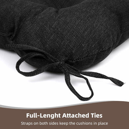 RACE LEAF Patio Chair Cushions 19x19 Inch 4 Pack, Thickened Outdoor Cushions Water Resistant Stain Resistant Non-Slip Ties (Black)