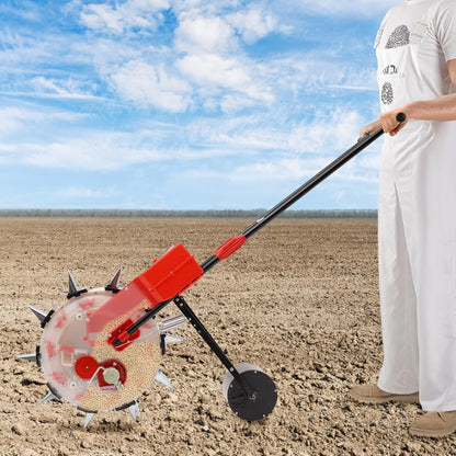 Garden Seeder, Manual Seeder Hand Seed Spreader Handheld Seeding Machine with 10 Seeding Nozzles, Hand-Push Roller Seed and Fertilizer Applicator for Planting Corn Soybean Peanut
