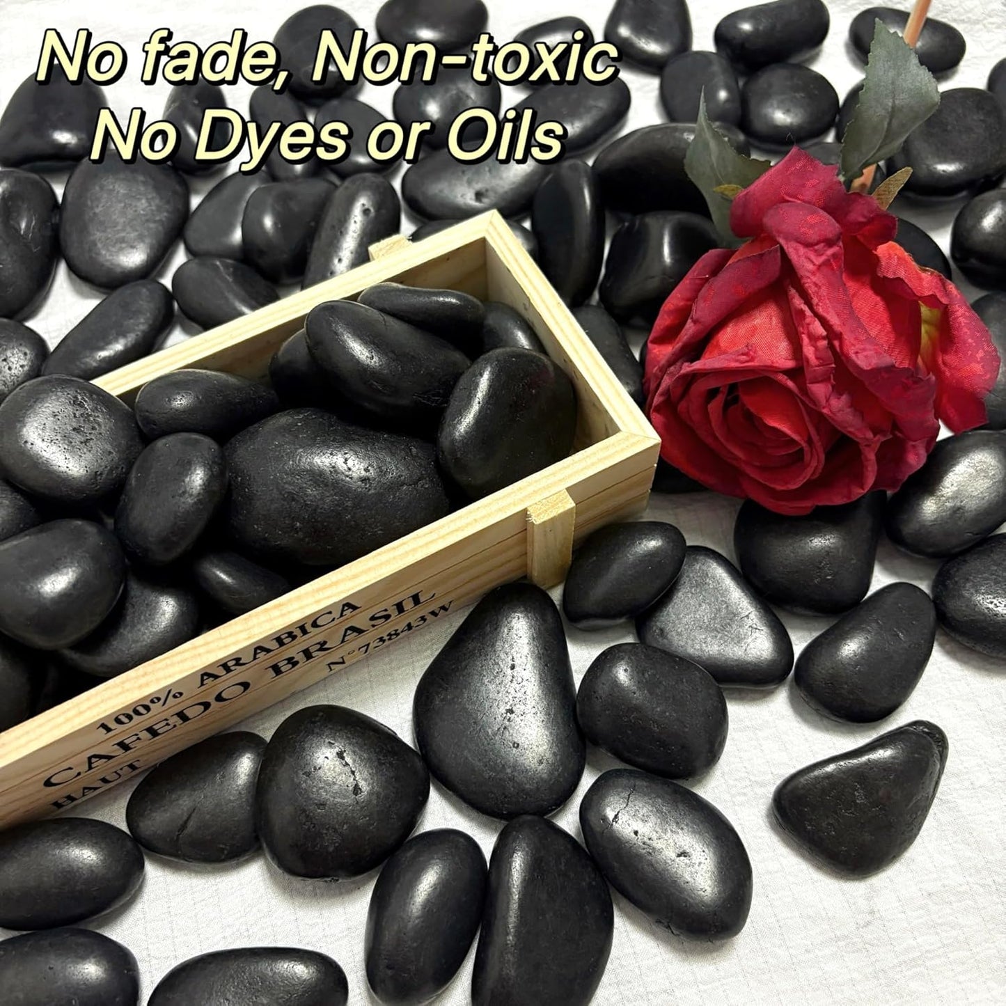 2lbs Black Natural Decorative River Rocks– 1-2 Inch Polished Pebbles for Garden Landscaping, Indoor Home Décor, Outdoor Paving, Gravel Filler for Fish Tank, Stone for Painting