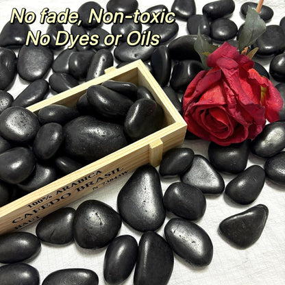 2lbs Black Natural Decorative River Rocks– 1-2 Inch Polished Pebbles for Garden Landscaping, Indoor Home Décor, Outdoor Paving, Gravel Filler for Fish Tank, Stone for Painting