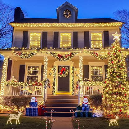 JMEXSUSS 2 Pack Solar Christmas Lights Outdoor - Total 400 LED 151FT Solar String Lights Outdoor Waterproof, 8 Modes Warm White String Light for Outside Patio Yard Tree Garden Christmas Decorations