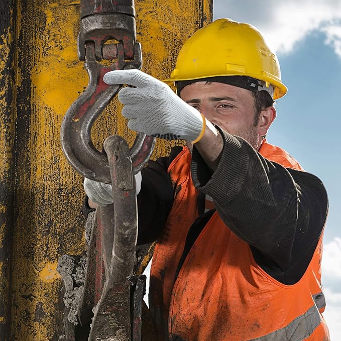 Evridwear Cotton Polyester String Knit Shell Safety Protection Work Gloves for Painter Mechanic Industrial Warehouse Gardening Construction Men & Women 12 Pairs, With One Side Dots, S Size