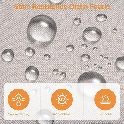 Outdoor Chair Cushions 23" x 24" x 4", Patio Deep Seat Replacement Cushions Set with Zippered Removable Cover, Weather-Resistant Olefin Fabric for Garden Chair Sofa Couch, Beige