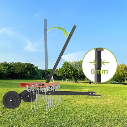 40 Inch Orange Tow-Behind Dethatcher with 20 Spring Steel Tines, Pull Dethatcher for Outdoor Yard Care, Garden Farm Grass Tractor Rake to Remove Thatch, Leaves and Needles from Large Lawn Areas