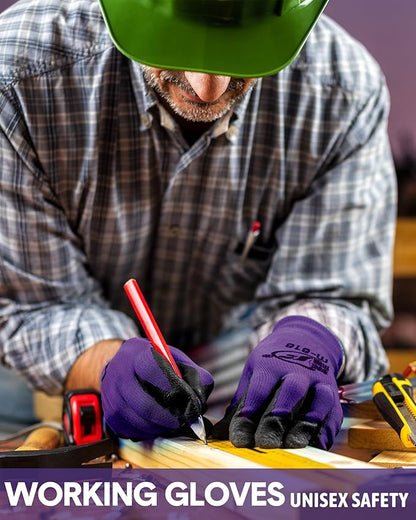 Nuogo 24 Pairs Gardening Gloves for Men Women Rubber Coated Landscaping Work Gloves Safety Work Construction