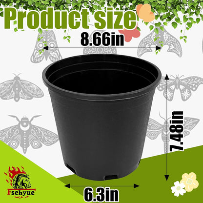 2 Gallon Nursery Pots Plastic Container Injection Molded Pot for Plants Flexible with Drainage Holes Suitable for Plants Soil Growers or Hydroponics Black 10 Pcs