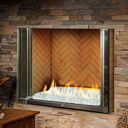 Skyflame 10-Pound Fire Glass Diamonds for Fire Pit Fireplace Landscaping, 1/2 Inch Reflective Glass Fire-Diamonds, Crystal Ice