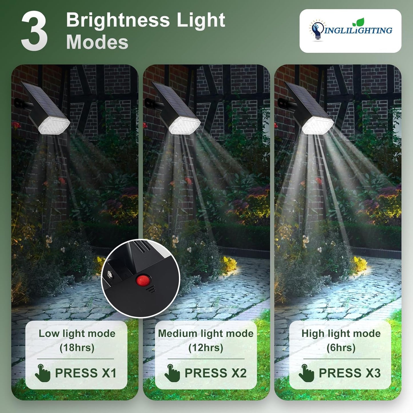 DINGLILIGHTING Solar Lights Outdoor Waterproof: IP65 Led Spot Light Decorations for Garden - 3 Lighting Modes Solar Powered for Yard - Dust to Dawn Uplighting Landscape Pathway Drive Patios 6PC White
