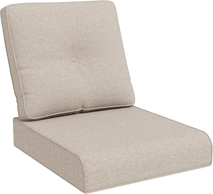 Joyside Outdoor Chair Cushions Set, 22x25/22x24 Inch Patio Furniture Deep Seat Cushions, Water Resistant & Thick Cushion, Outdoor Replacement Cushions for Seat and Sofa (Beige, 1 Set)