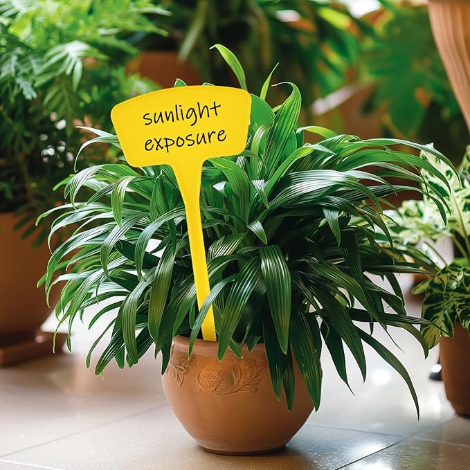 Plant Labels 60 Pcs Yuanling Plant Markers Large Plastic Plant Tags T-Type Waterproof Garden Labels for Outdoor Indoor Potted Plants Flowers Seeds Herbs Belt Garden Marker Pen (Yellow)