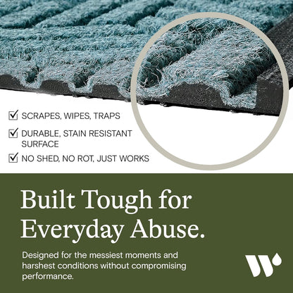 WaterHog Indoor/Outdoor Door Mat, 2' x 5', Made in USA, Durable & Skid-Resistant Front Door Rug, Decorative, Water-Trapping & Heavy-Duty Entryway Floor Mat For Your Home, Boxwood Collection, Bluestone