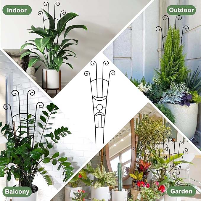 32.6in Monstera Plant Support Stakes for Indoor Plants, Metal Garden Plant Trellis for Climbing Plants, Pothos Vine Snake Climber Support，4p