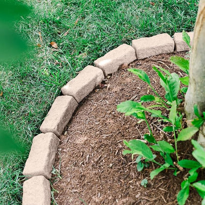 Beuta Landscape Edging | Garden Edging Border | Faux Stone Bricks for Lawn edging, Flower beds, Pathways & Yard Edging– 4 Packs | Each Section Has 6 Bricks 48"L x 4"W x 2.25"H | 12 Spikes |Cobblestone