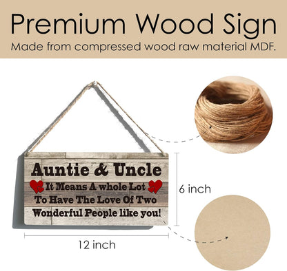 Family Sign Gift Farmhouse Auntie & Uncle it Means a Whole Lot To Have The Love Wooden Hanging Sign Plaque Retro Wall Art Decor Home Decoration 12 x 6 Inches