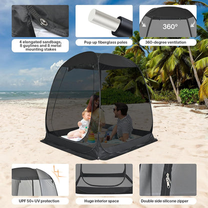 Alvantor Screen House Gazebo, 6-10-15 Person Pop Up Igloo Screened Canopy Tent with Mosquito Netting Sides, Instant UV Resistant Sun Shelter for Garden, Patio, Backyard