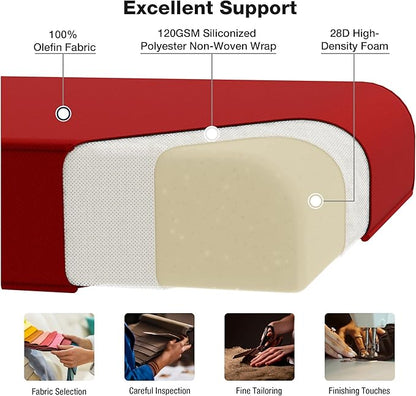 Joyside Outdoor Chair Cushions Set, 22x25/22x24 Inch Patio Furniture Deep Seat Cushions, Water Resistant & Thick Cushion, Outdoor Replacement Cushions for Seat and Sofa (Red, 1 Set)