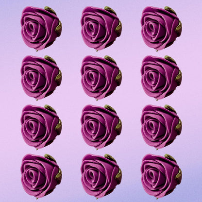 Confect Edible Rose Cake Toppers For Cupcakes & Doughnut Edible Toppers Roses for Cake Decorations - Fuchsia Pink | Vegan, Gluten-Free, Soy-Free, Dairy-Free, Palm Oil-Free -Pack of 12