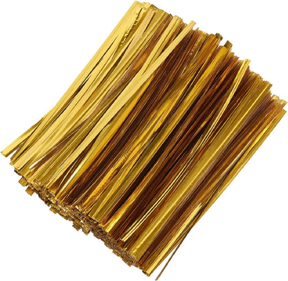 800 PCS 5" Gold Metallic Twist Ties for Bakery Ties,Candy Bags,Coffee Bags, Goodie Bags Ties