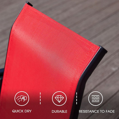 VICLLAX Patio Dining Set for 8, 9 Pieces Outdoor Furniture Set Includes 56.3" Round Patio Table and 8 Patio Stackable Chairs, Outdoor Table and Chairs for Outsides, Black Tabletop and Red Fabric