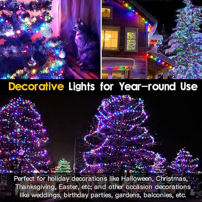 Techip 108FT 300LED Halloween Christmas String Lights Outdoor Indoor Extendable Green Wire Memory Function 8 Modes Waterproof Fairy String Lights for Xmas Tree Holiday Party Garden