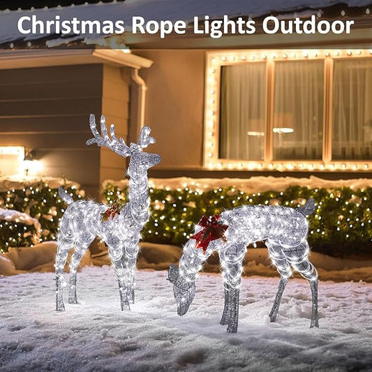 Solar Rope Lights Outdoor Waterproof LED, 66ft 200 LEDs Cold White String Lights,8 Lighting Modes Tube Lights with Remote for Christmas Garden Swimming Pool Trampoline
