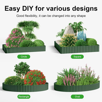 Land Guard Corrugated Metal Garden Edging, 6"×50Ft Steel Landscape Edging, Corrugated Metal Yard Edging Borders, Steel Edging for Landscaping, Garden Fence, Lawn, Flower Bed (Olive-Green)