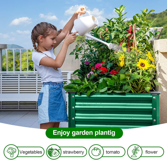 Land Guard Galvanized Large Metal Raised Garden Bed with Legs for Vegetables (Green)