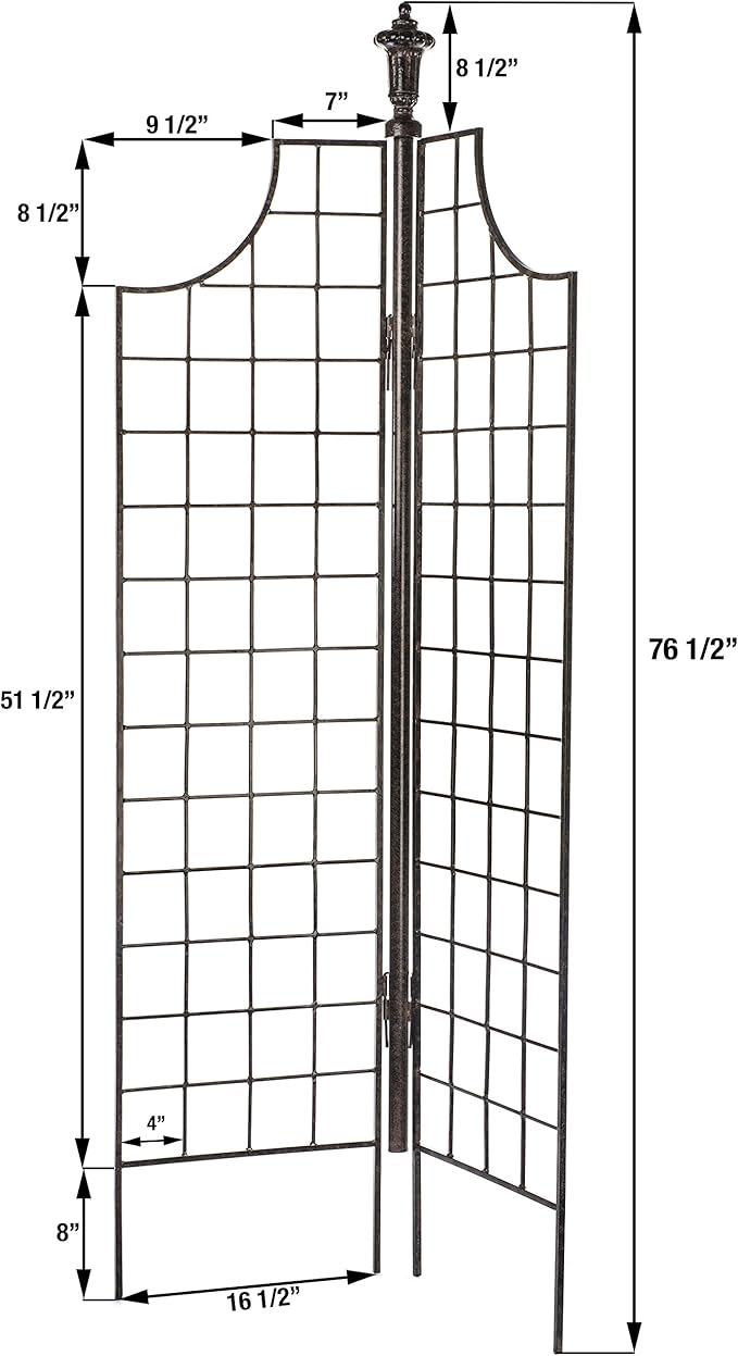 H Potter Metal Garden Screen Trellis for Climbing Plants for Privacy Garden Flowers Vines Roses Clematis