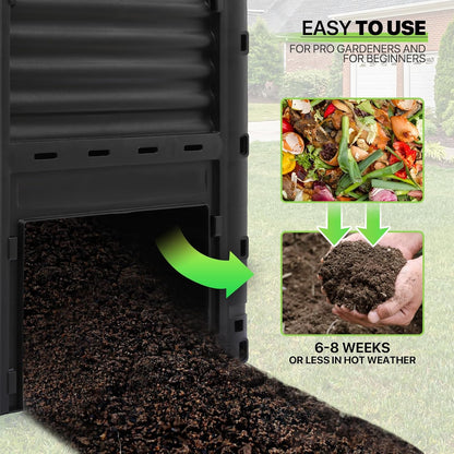 Magshion 80 Gal Garden Composer Bin from BPA Free Material, Large Compost Bin All-Season Outdoor Compost Box Easy Assembling, Lightweight, Fast Creation of Fertile Soil
