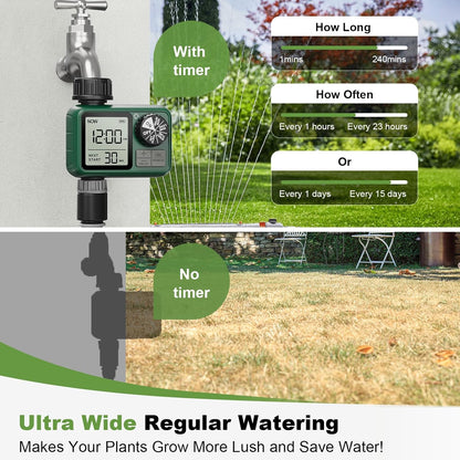 2 Pcs Sprinkler Timers, XinFuturse Water Timer, Programmable Garden Hose Timer with Rain Delay, Manual& Automatic Watering System, Waterproof Irrigation Controller Watering Lawn Evenly& Efficiently