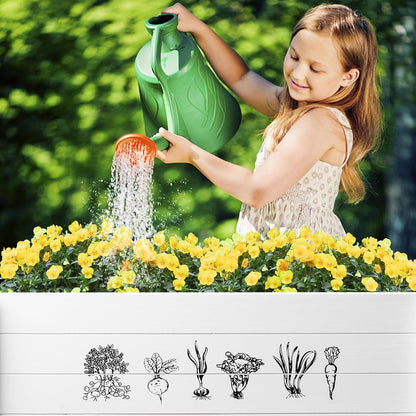 WONDER GARDEN Raised Garden Bed-Planters for Outdoor Plants - Wood Planter Boxes Outdoor for Kids with Legs and DIY Chalkboard for Vegetables Flower Herb（White）