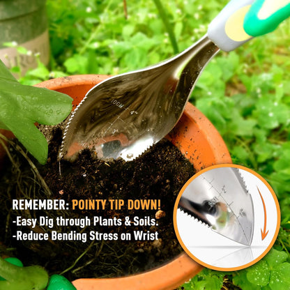 Jardineer 2Pack Garden Trowel, Stainless Steel Hand Shovel with Ergonomic Handle, Multi-Use Soil Scoops for Digging, Planting, Transplanting, Cultivating(Blue)