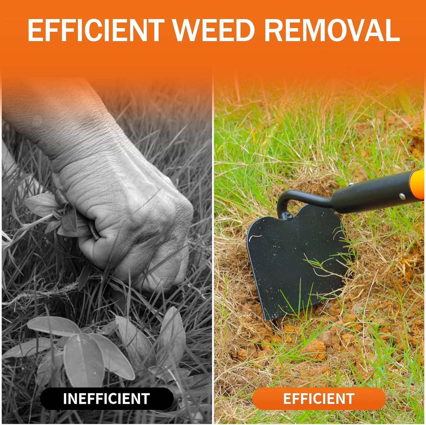 Garden Hoe Tool, Heavy Duty Hoe Garden Tool, Garden Hoe for Weeding with Long Fiberglass Handle, 58 Inches