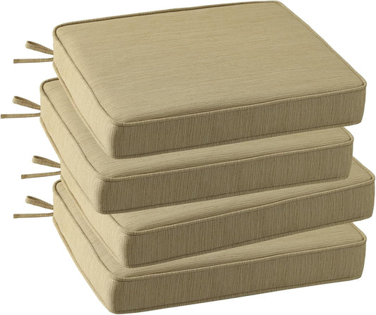 Outdoor Square Corner Seat Cushion, 18.5"x16"x3", Set of 4, Non Slip Seat Cushion Pads with Removable Cover for Patio Furniture, Garden Yard Lawn, Warm Taupe