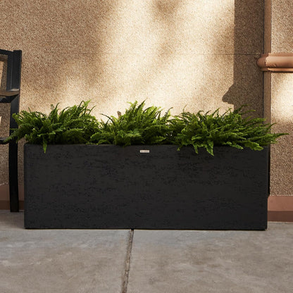 42 Inch Rectangular Concrete Planter（42Lx14Wx15H，58 Pounds）,Durable All-Weather Use with Drainage Holes,Large Rectangular Planter for Outdoor Indoor Plants